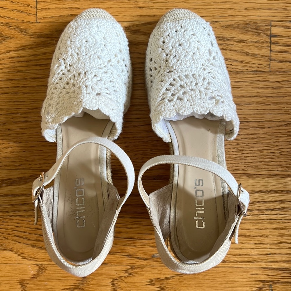Nearly new wedges from Chicos! Worn twice for brief time
